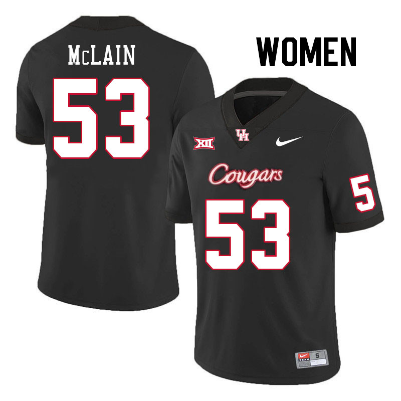 Women #53 Ronnell McLain Houston Cougars College Football Jerseys Stitched-Black